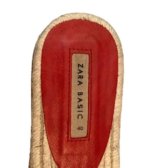 Zara Basic Sandals Womens 9/40 Red Gold Espadrille Flats Slip On Beach Vacation - Picture 7 of 7